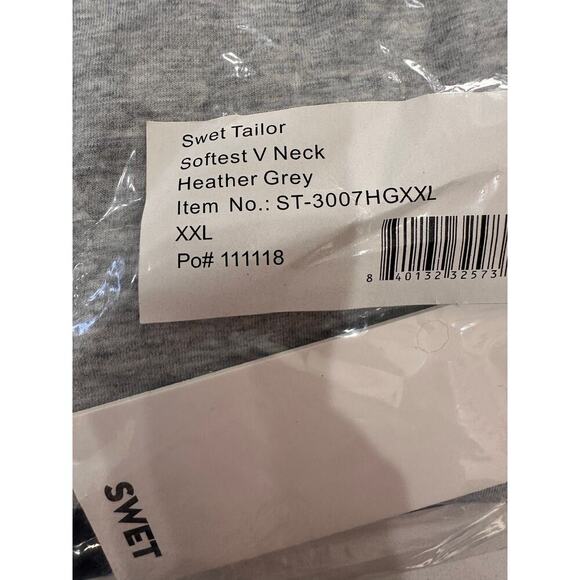 Swet Tailor Softest V-Neck Tee Heather Grey Sz XXL NWT - Picture 3 of 3